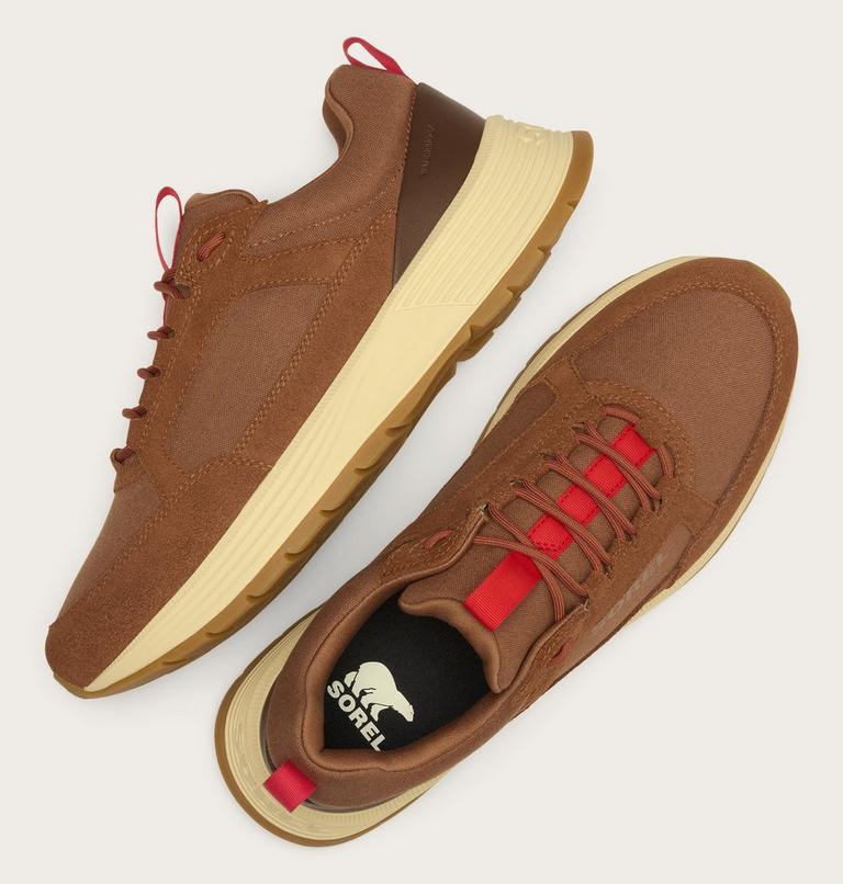 Men's Outing SE Waterproof Sneaker, Color: Velvet Tan, Bright Red, image 4