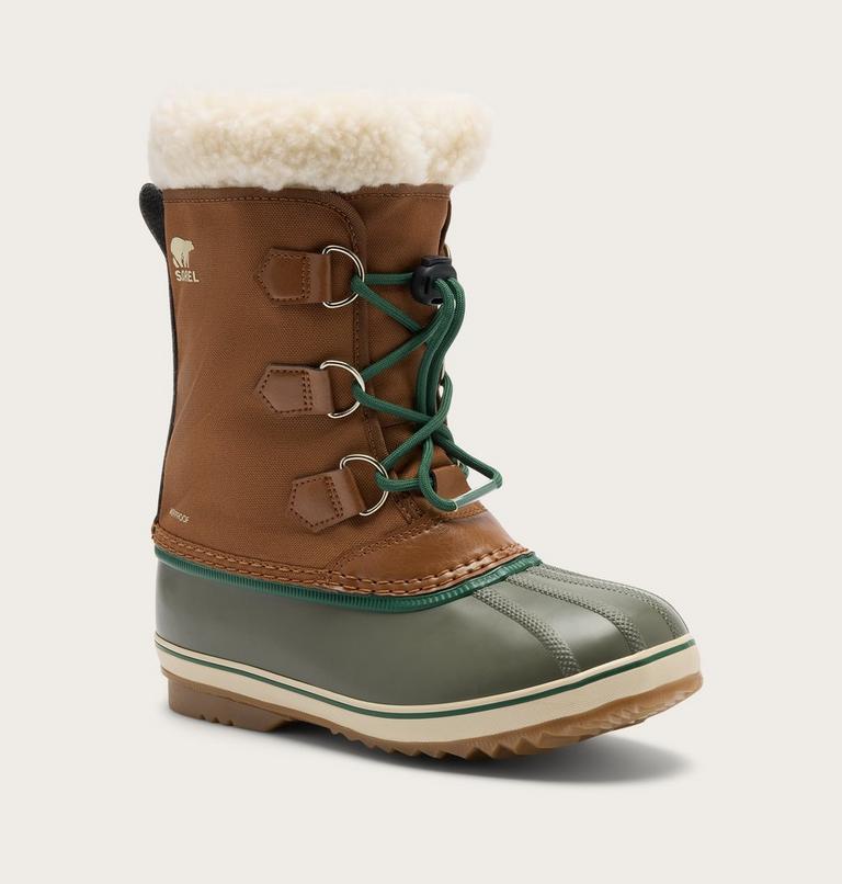 Kids' Yoot PAC Nylon Snow Boots, Color: Velvet Tan, Stone Green, image 7