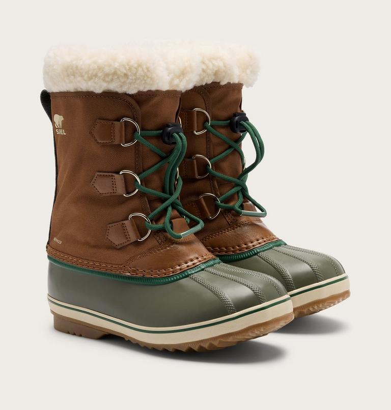 Kids' Yoot PAC Nylon Snow Boots, Color: Velvet Tan, Stone Green, image 2