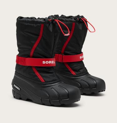 Youth Flurry Snow Boots, Color: Black, Bright Red, image 8