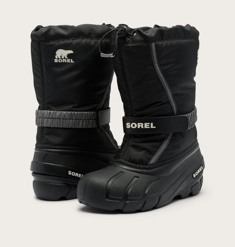 Kids' Flurry Snow Boots, Color: Black, Sea Salt, image 9