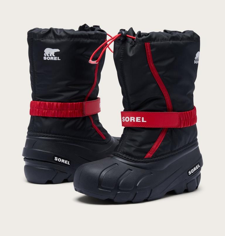 Kids' Flurry Snow Boots, Color: Black, Bright Red, image 9
