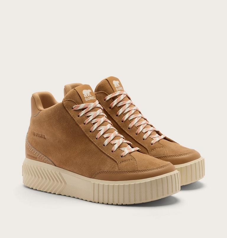 Ona Ave Zip Mid Women's Waterproof Sneaker, Color: Tawny Buff, Chalk, image 2