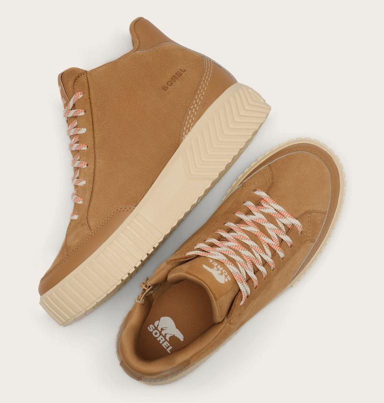 Ona Ave Zip Mid Women's Waterproof Sneaker, Color: Tawny Buff, Chalk, image 4