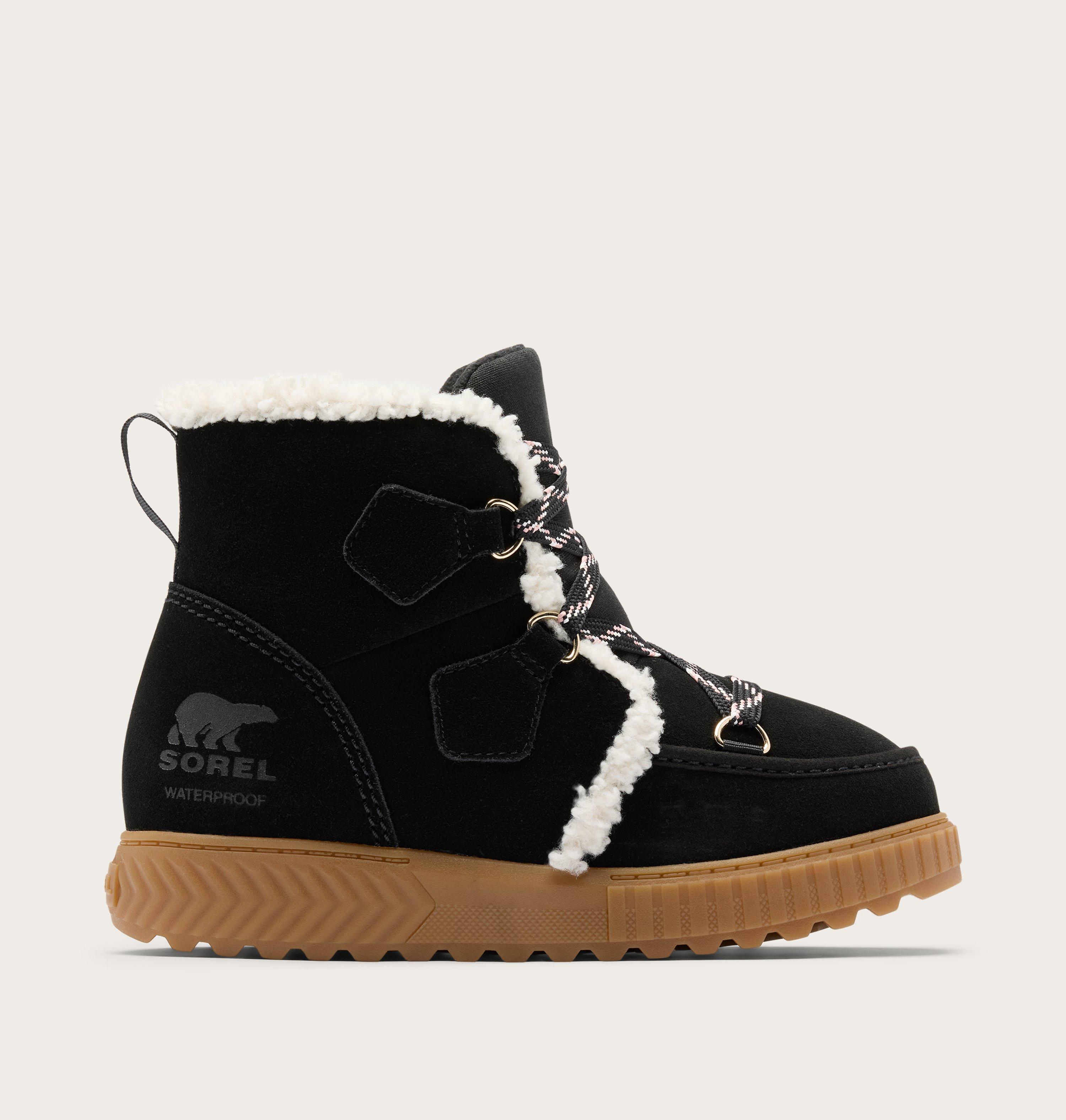 SOREL Kids' Ona Ave Alpine Waterproof Boots, Size 7, Black/Gum 2