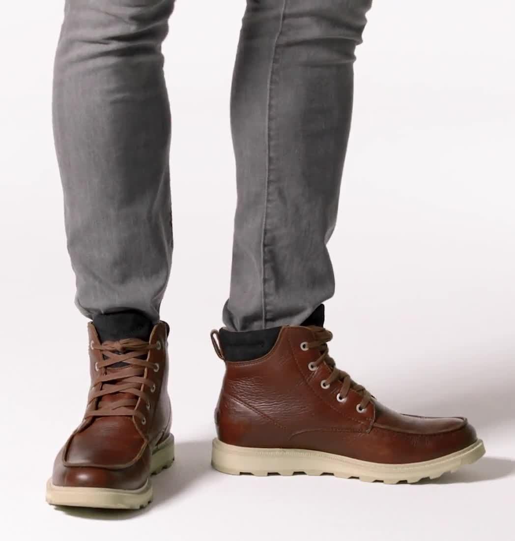 MADSON II Men's Moc Toe Waterproof Boot, Color: Gaucho Tan, Oatmeal