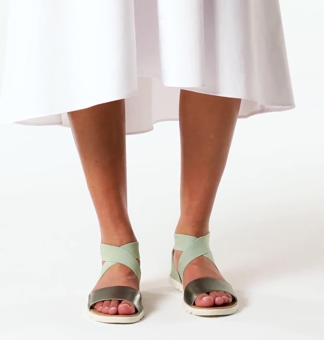 Women's Ella II Flat Sandal, Color: Safari, Chalk