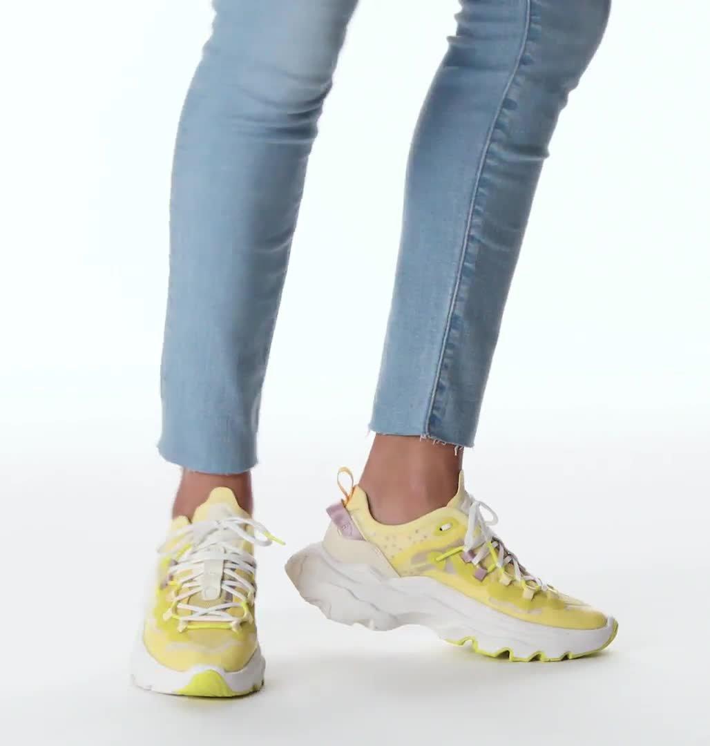 Women's Kinetic Breakthru Tech Lace Sneaker, Color: Tranquil Yellow, Chalk