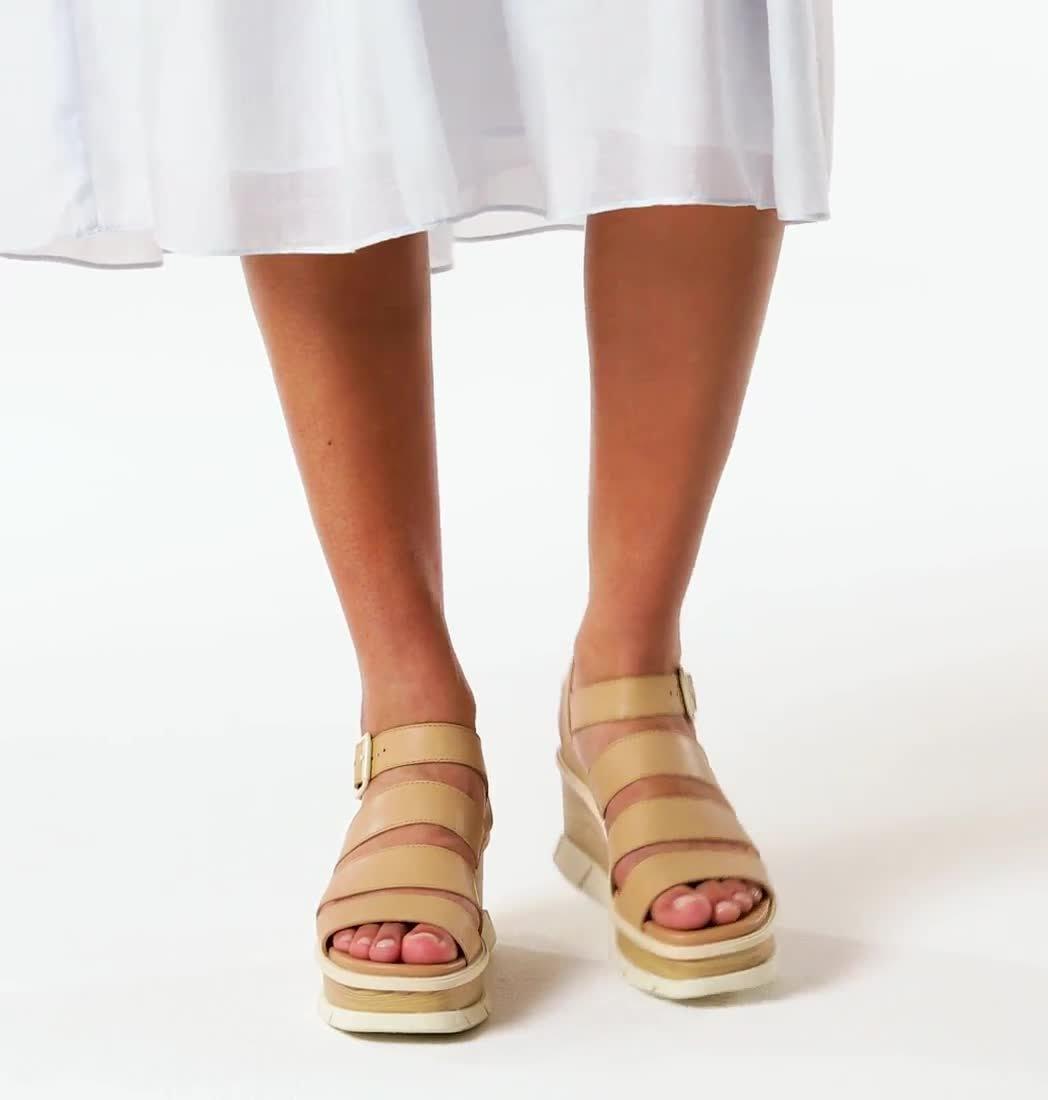 Women's Joanie III Ankle Strap Wedge Sandal, Color: Honest Beige, Chalk