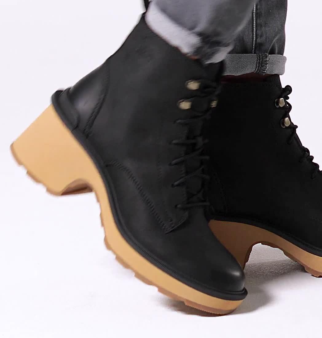 Women's Hi-Line Heel Lace Boot, Color: Black, Tawny Buff