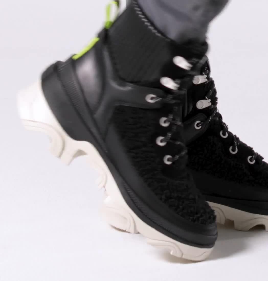 BREX Cozy Lace Women's Boot, Color: Black, Sea Salt