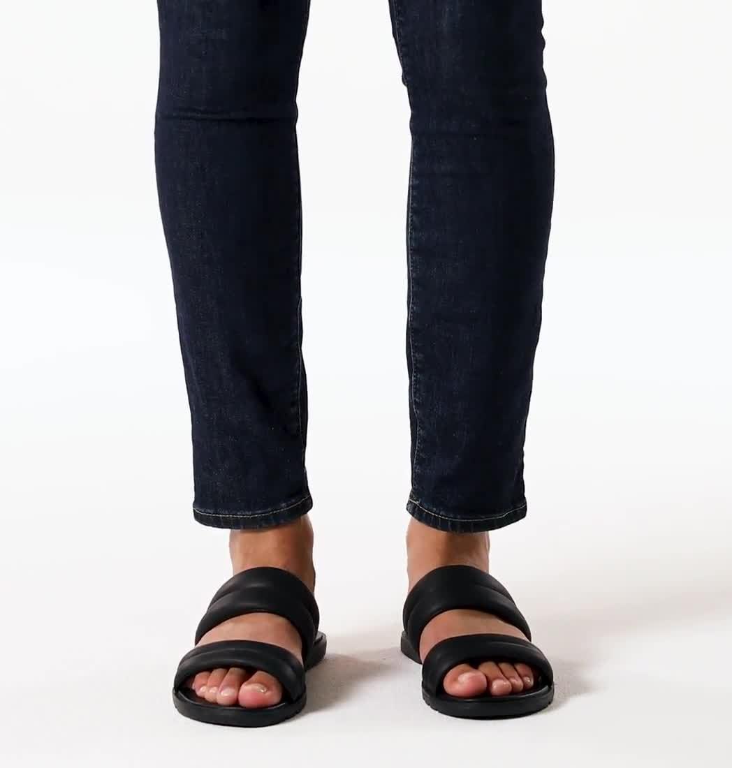 Women's Ella II Puff Slide, Color: Black, Sea Salt