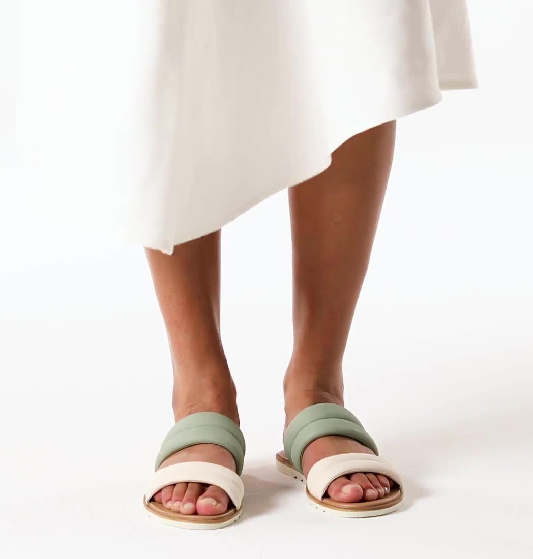 Women's Ella II Puff Slide Sandal, Color: Safari, Chalk